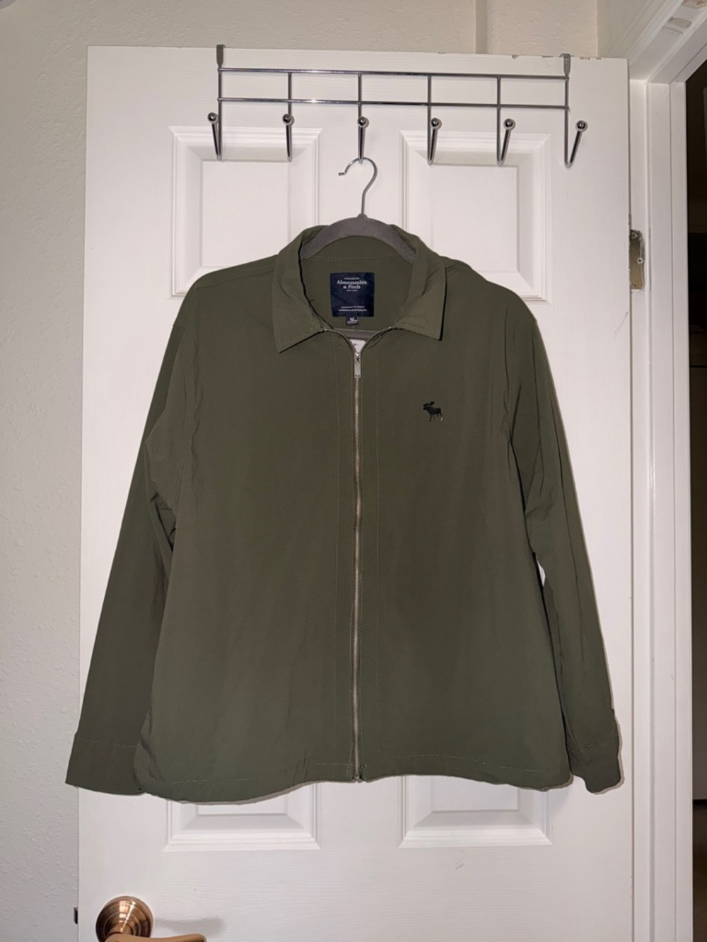 Abercrombie & Fitch Olive Green Zip-Front Windbreaker Jacket